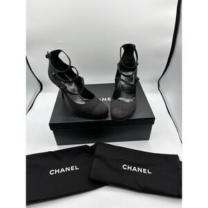 Chanel Authentic Mary Jane Black Satin Pumps W/ Box & Dustbag EUC Old Money 36.5